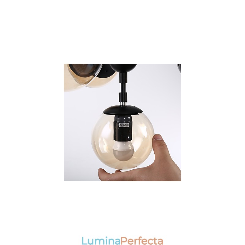 Lampă suspendată cu patru lumini în stil european modern Modo metal, sticlă, candelabru industrial decorat în foaier