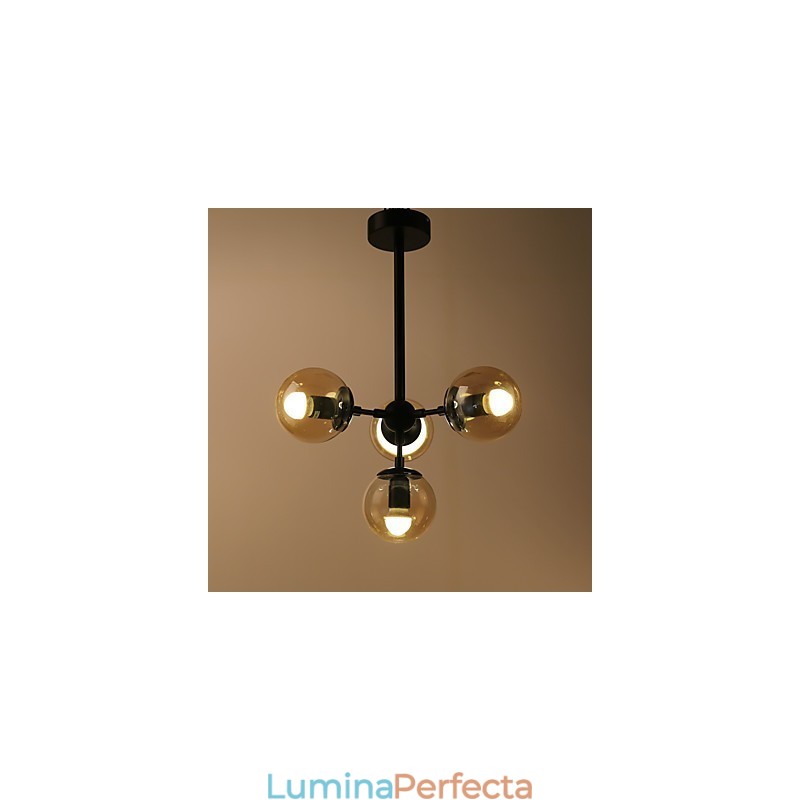 Lampă suspendată cu patru lumini în stil european modern Modo metal, sticlă, candelabru industrial decorat în foaier