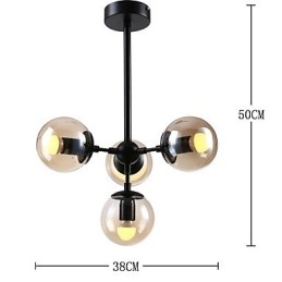 Lampă suspendată cu patru lumini în stil european modern Modo metal, sticlă, candelabru industrial decorat în foaier