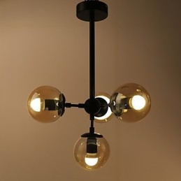 Lampă suspendată cu patru lumini în stil european modern Modo metal, sticlă, candelabru industrial decorat în foaier