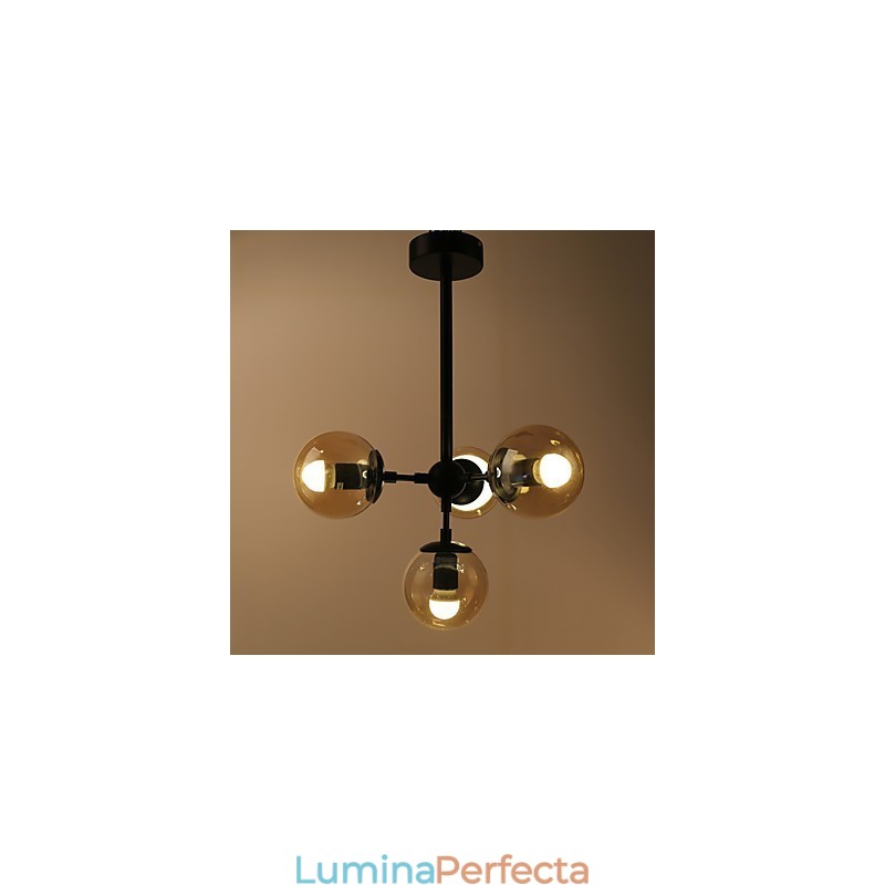 Lampă suspendată cu patru lumini în stil european modern Modo metal, sticlă, candelabru industrial decorat în foaier