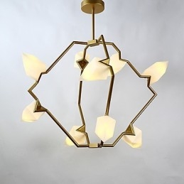 Lampă modernă din metal cu nouă lumini cu candelabru de piersici, cantina Decorate