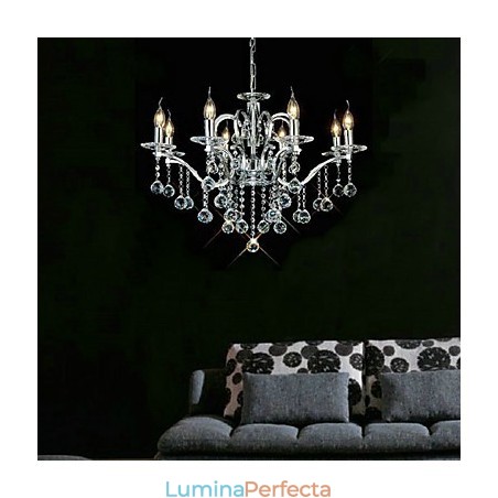 Candelabru elegant din cristal cu 8 lumini Candelabru elegant din cristal cu 8 lumini