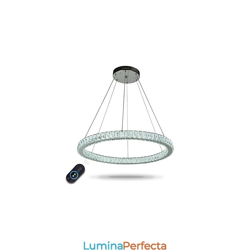 Lumină suspendată de tavan cu inel reglabil Candelabru modern de iluminat Lumină de interior cu telecomandă