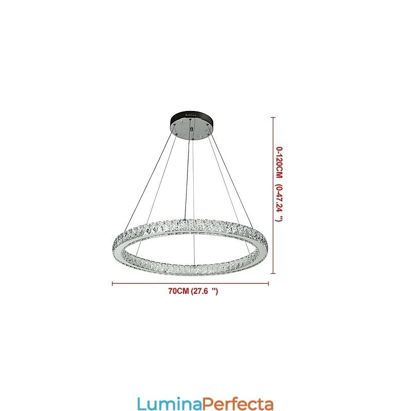 Lumină suspendată de tavan cu inel reglabil Candelabru modern de iluminat Lumină de interior cu telecomandă