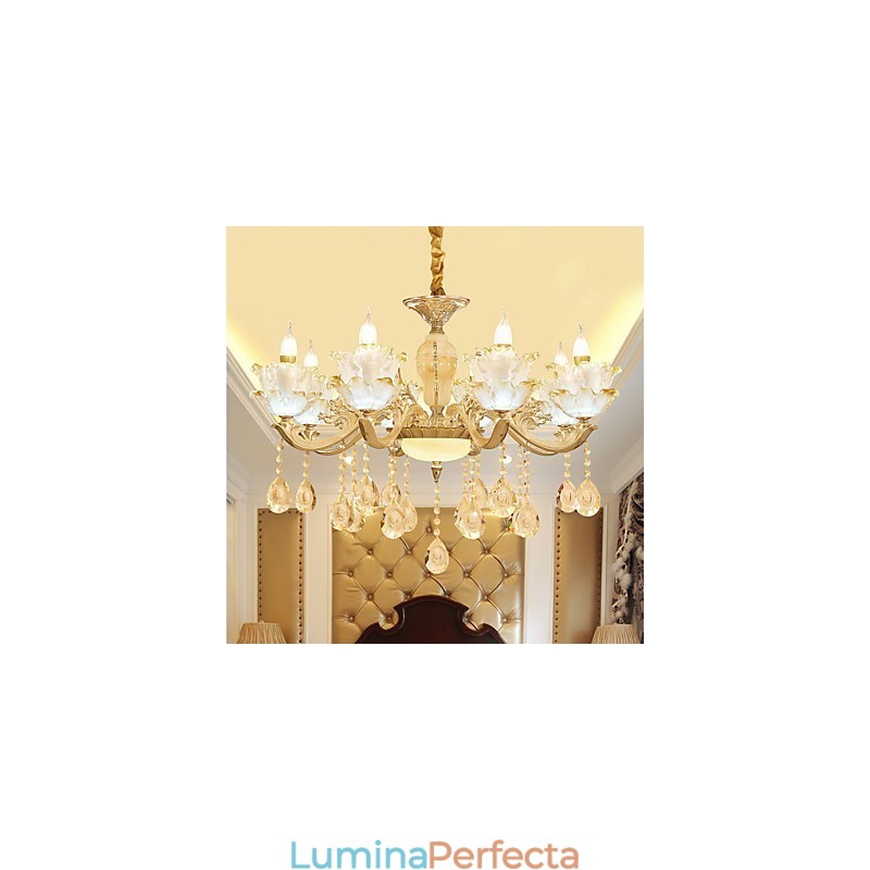 Candelabru de acasă din cristal din aliaj de zinc, atmosferă în stil european