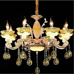Caracteristică tradițională clasică galvanizată pentru candelabru din metal cu 8 becuri în stil mini de cristal