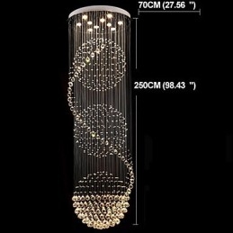 10 lumini, 2,5 metri lungime, picătură lungă, picătură de ploaie, candelabru modern de tavan din cristal pentru interior.