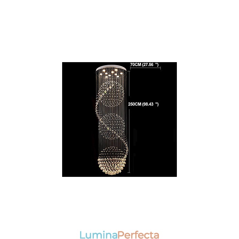 10 lumini, 2,5 metri lungime, picătură lungă, picătură de ploaie, candelabru modern de tavan din cristal pentru interior.
