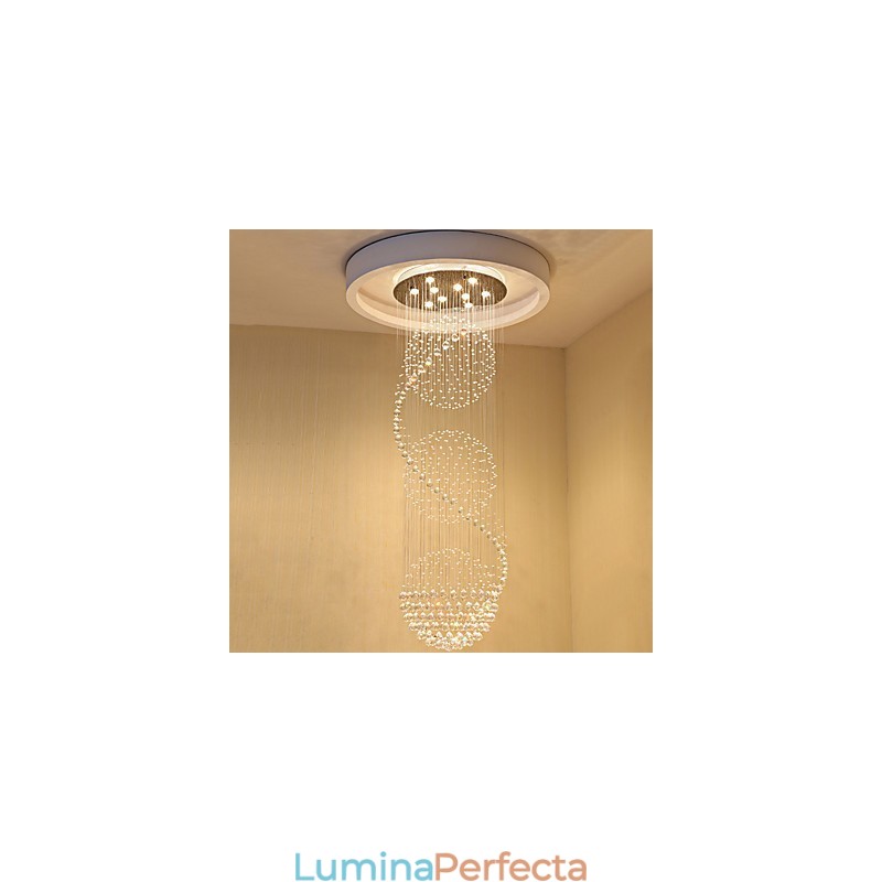 10 lumini, 2,5 metri lungime, picătură lungă, picătură de ploaie, candelabru modern de tavan din cristal pentru interior.