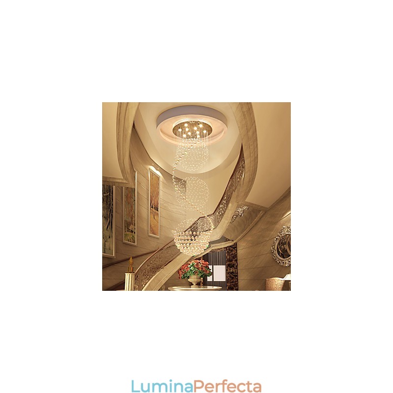 10 lumini, 2,5 metri lungime, picătură lungă, picătură de ploaie, candelabru modern de tavan din cristal pentru interior.