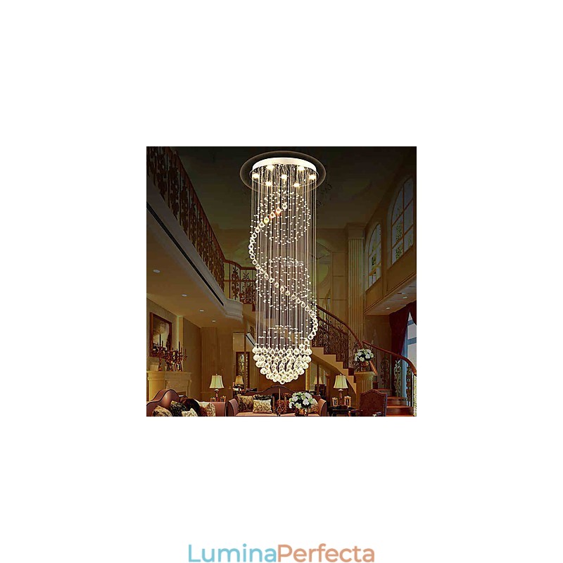 10 lumini, 2,5 metri lungime, picătură lungă, picătură de ploaie, candelabru modern de tavan din cristal pentru interior.