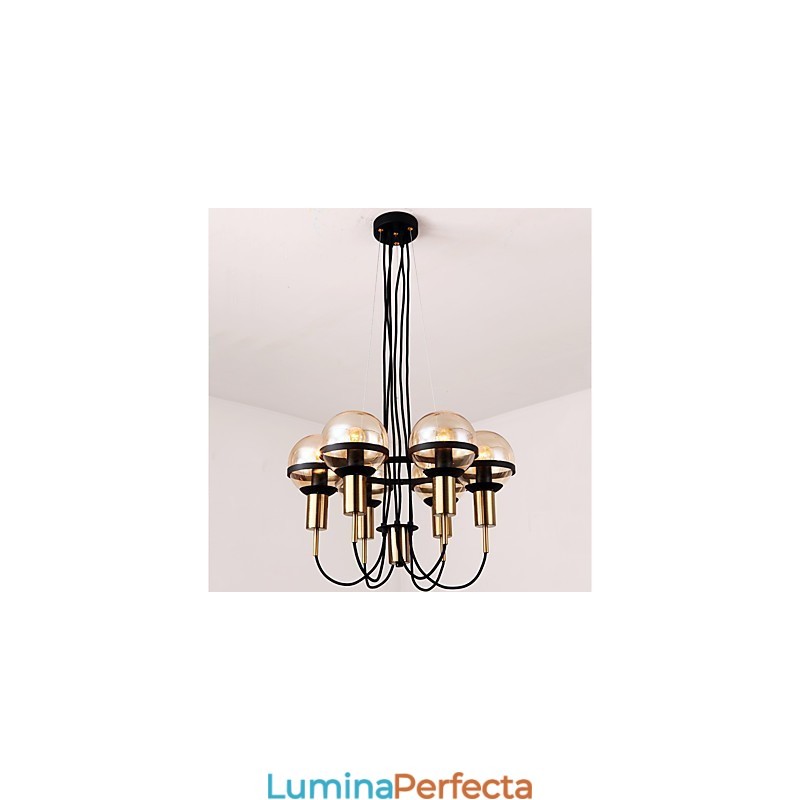 Candelabru personalizat cu 6 lumini cu abajur din sticlă