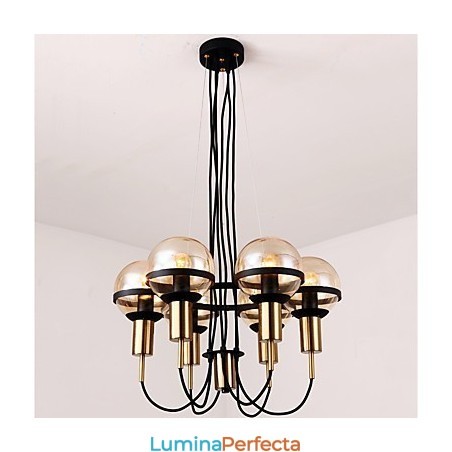 Candelabru personalizat cu 6 lumini cu abajur din sticlă