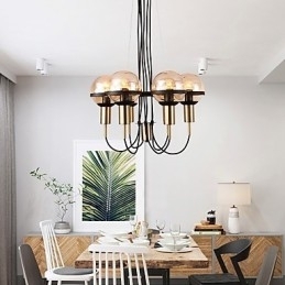 Candelabru personalizat cu 6 lumini cu abajur din sticlă