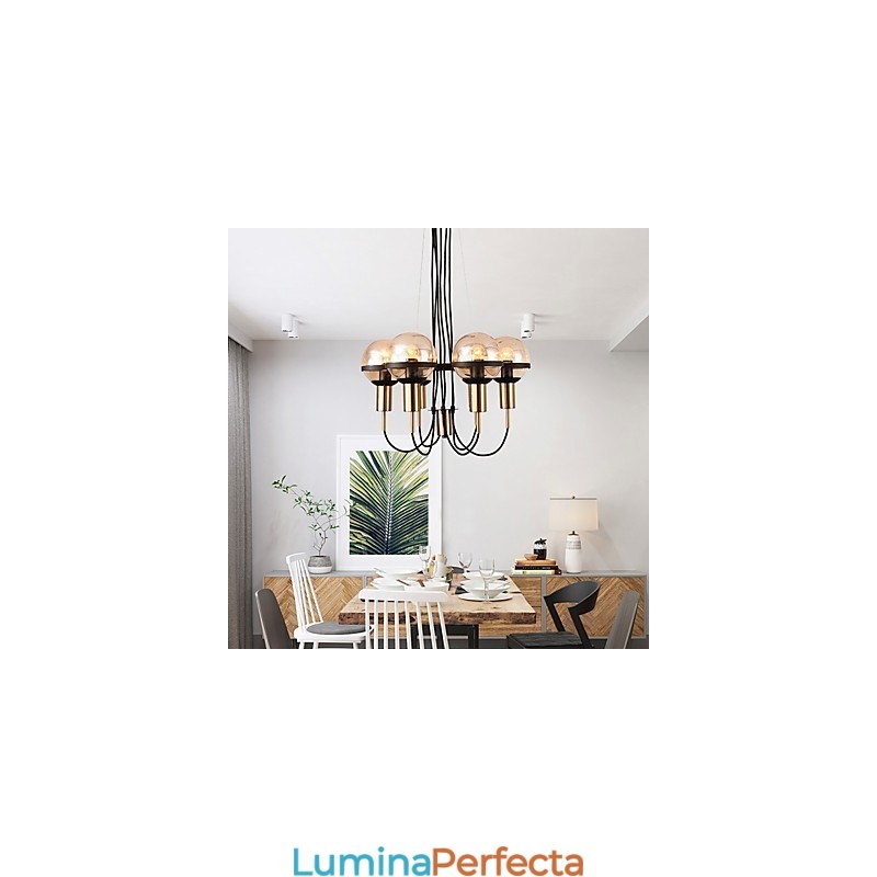 Candelabru personalizat cu 6 lumini cu abajur din sticlă