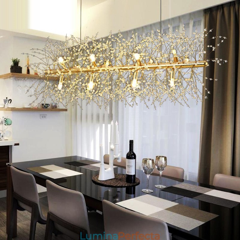 Caracteristică tradițională clasică galvanizată pentru candelabru din metal cristal