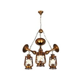 Rustic Lodge Vintage Retro Country Globe Pictură Caracteristică pentru Mini Style Designers Candelabru din metal
