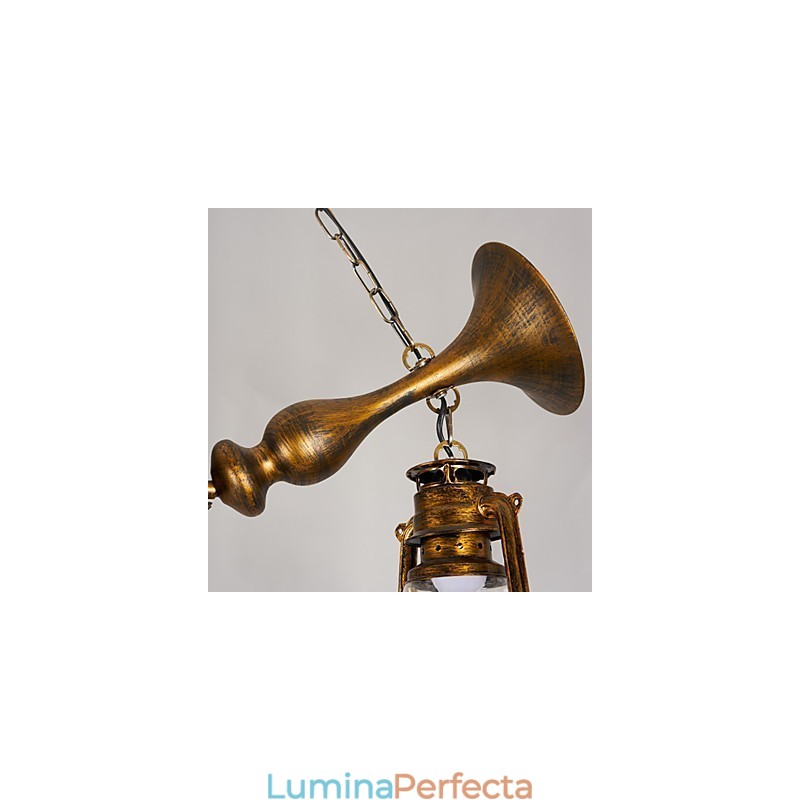 Rustic Lodge Vintage Retro Country Globe Pictură Caracteristică pentru Mini Style Designers Candelabru din metal