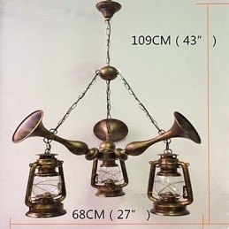 Rustic Lodge Vintage Retro Country Globe Pictură Caracteristică pentru Mini Style Designers Candelabru din metal