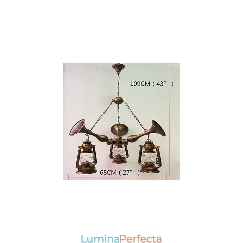 Rustic Lodge Vintage Retro Country Globe Pictură Caracteristică pentru Mini Style Designers Candelabru din metal