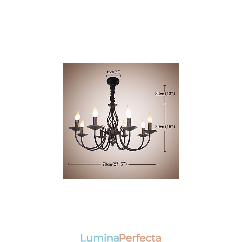 Lampă Europeană Simplă De Fier Lumânare Lampă 8 Candelabru