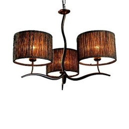 Candelabru clasic tradițional cu 3 lumini cu abajur de tambur simplu din material textil