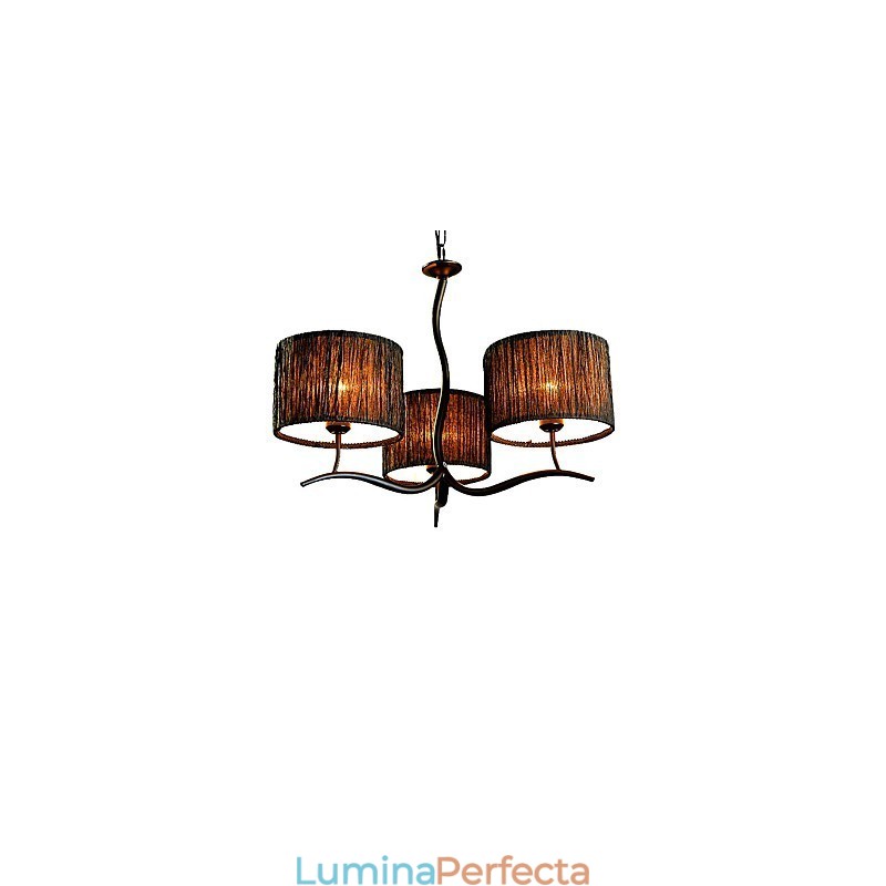 Candelabru clasic tradițional cu 3 lumini cu abajur de tambur simplu din material textil