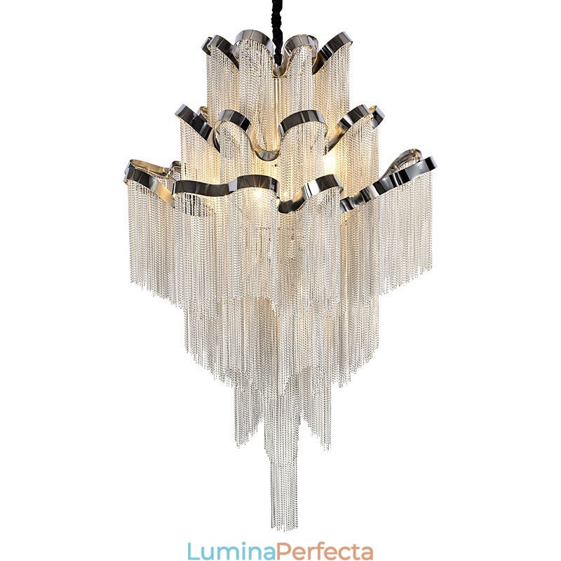 Candelabru din aluminiu Lumină suspendată de designer de culoare argintie Scară în spirală