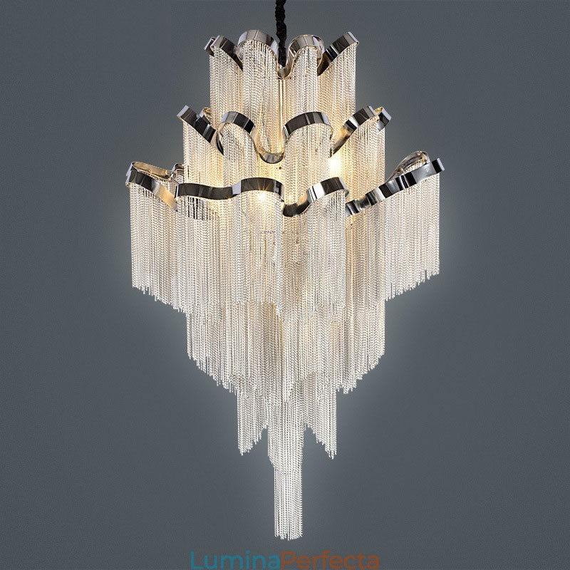 Candelabru din aluminiu Lumină suspendată de designer de culoare argintie Scară în spirală