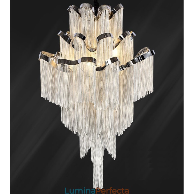 Candelabru din aluminiu Lumină suspendată de designer de culoare argintie Scară în spirală