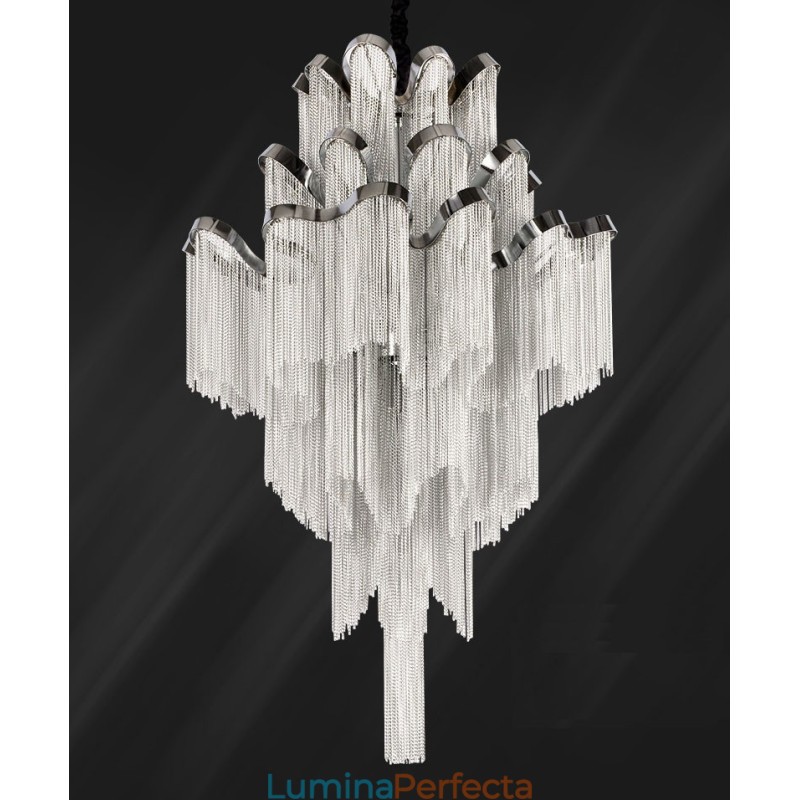 Candelabru din aluminiu Lumină suspendată de designer de culoare argintie Scară în spirală