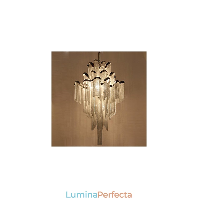 Candelabru din aluminiu Lumină suspendată de designer de culoare argintie Scară în spirală