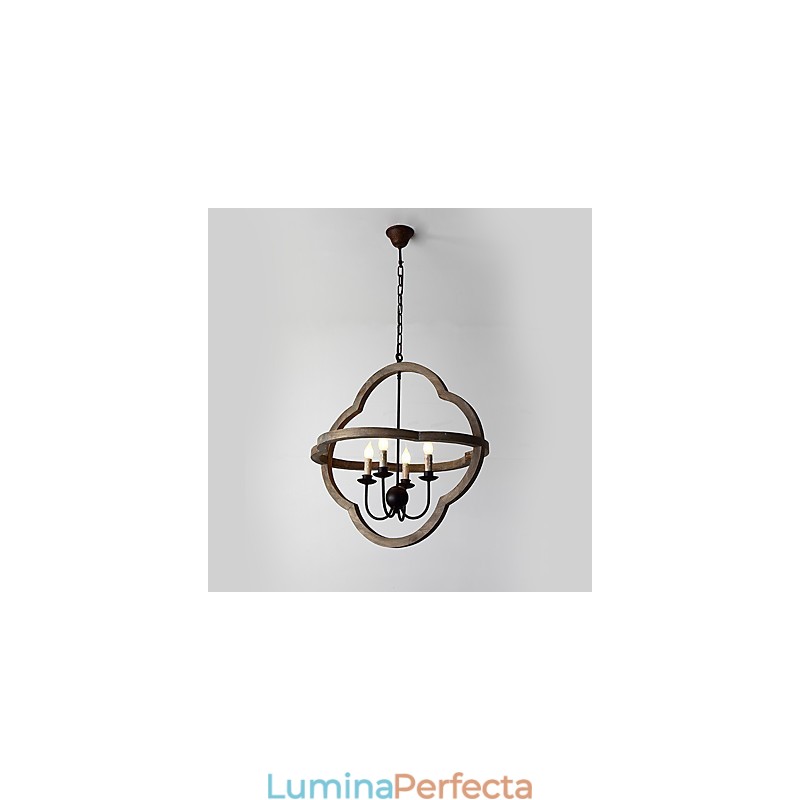 Lampă de candelabru din lemn de culoare vintage din metal american industrial pentru pictură, lampă cu pandantiv pentru decorațiuni de interior