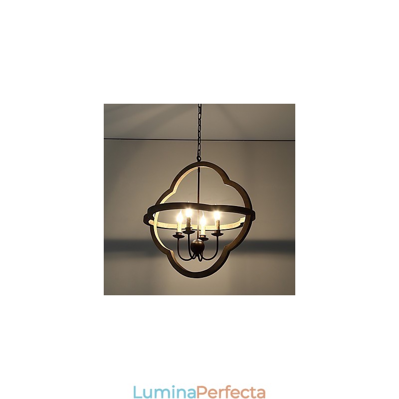 Lampă de candelabru din lemn de culoare vintage din metal american industrial pentru pictură, lampă cu pandantiv pentru decorațiuni de interior