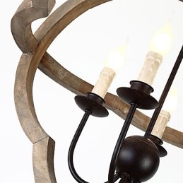 Lampă de candelabru din lemn de culoare vintage din metal american industrial pentru pictură, lampă cu pandantiv pentru decorațiuni de interior