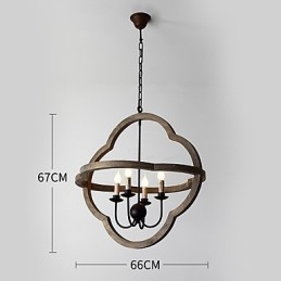 Lampă de candelabru din lemn de culoare vintage din metal american industrial pentru pictură, lampă cu pandantiv pentru decorațiuni de interior
