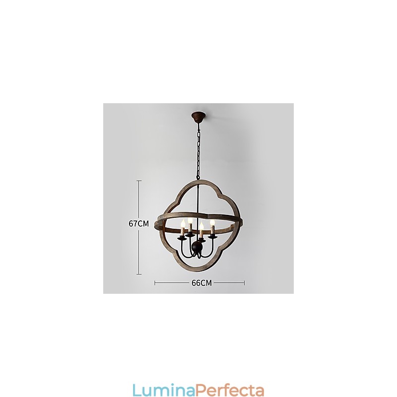 Lampă de candelabru din lemn de culoare vintage din metal american industrial pentru pictură, lampă cu pandantiv pentru decorațiuni de interior