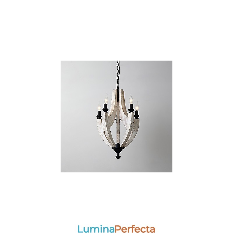 Pictura de epocă Caracteristică Mini Stil Lemn Bambus Candelabru Lampă Decorate Lampă