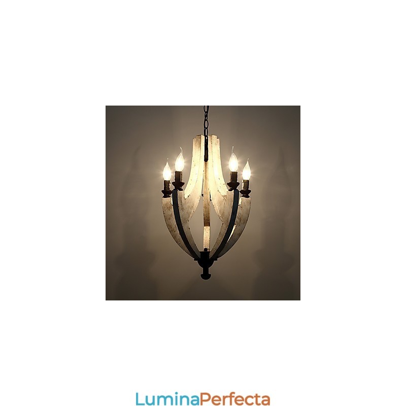 Pictura de epocă Caracteristică Mini Stil Lemn Bambus Candelabru Lampă Decorate Lampă