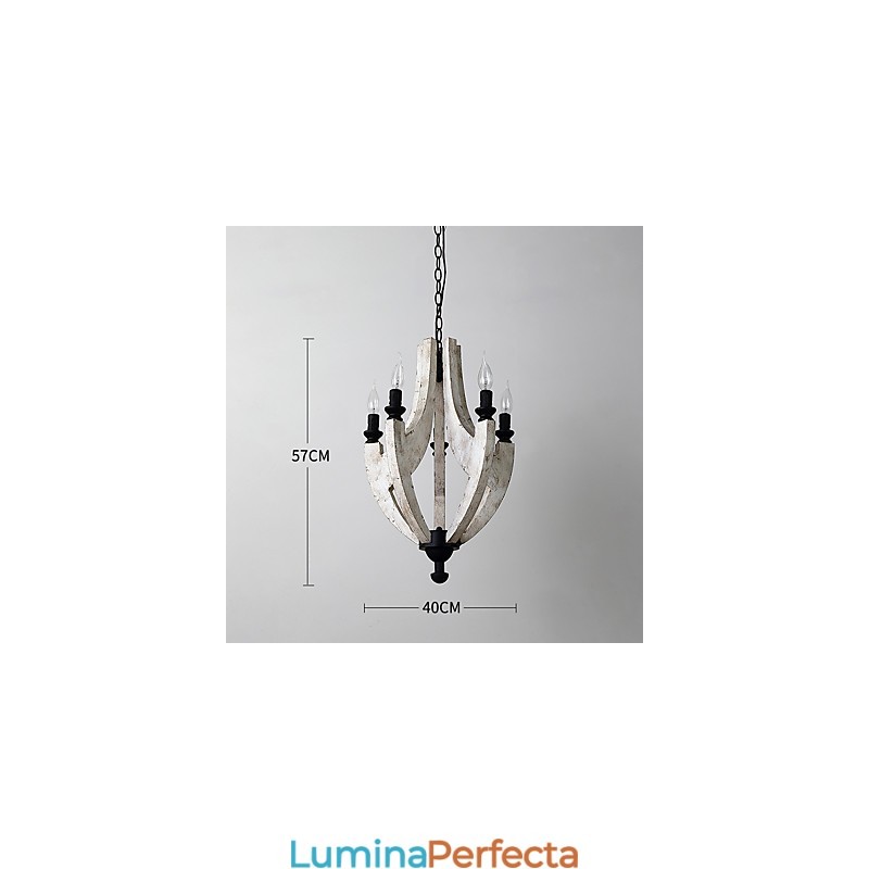 Pictura de epocă Caracteristică Mini Stil Lemn Bambus Candelabru Lampă Decorate Lampă
