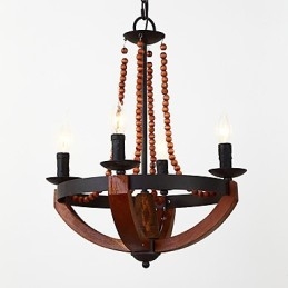 Cu patru lumini Pictură Vintage Caracteristică Mini Stil Lemn Bambus Candelabru Lampă Decorate Lampă