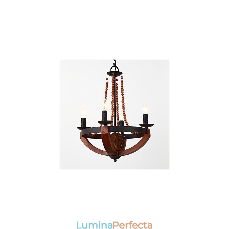 Cu patru lumini Pictură Vintage Caracteristică Mini Stil Lemn Bambus Candelabru Lampă Decorate Lampă