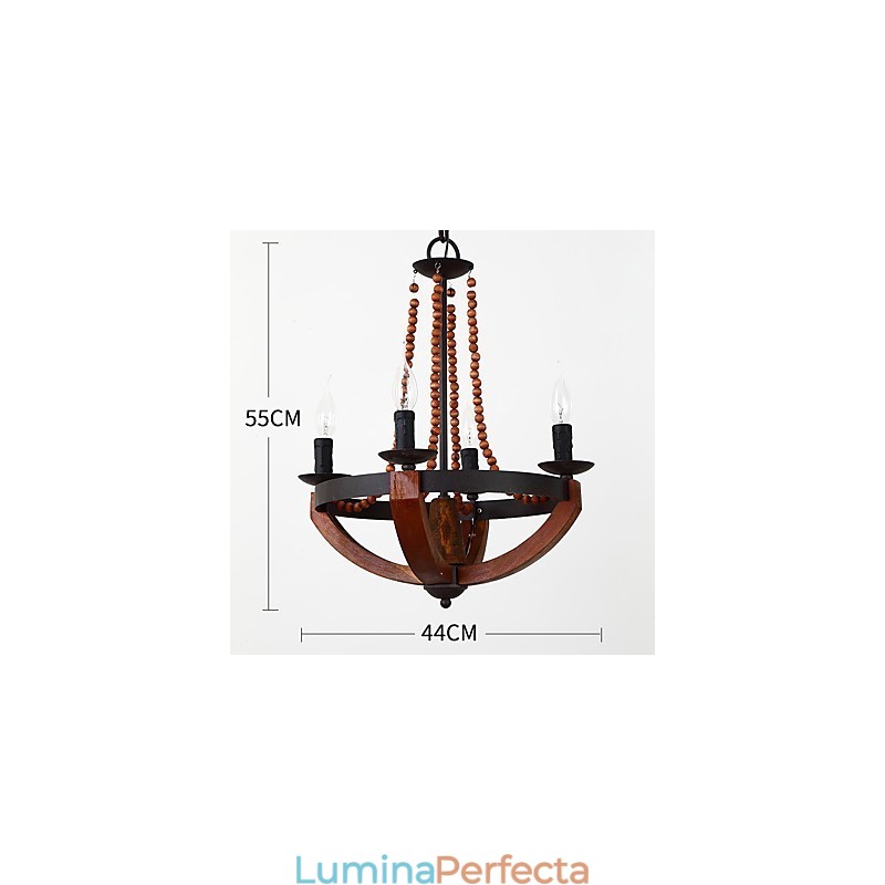 Cu patru lumini Pictură Vintage Caracteristică Mini Stil Lemn Bambus Candelabru Lampă Decorate Lampă