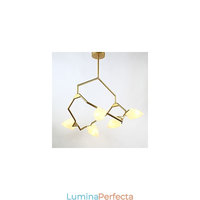 Candelabră modernă din metal cu cinci lumini cu candelabru din piersici, cantina Decorate