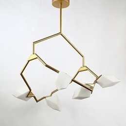 Candelabră modernă din metal cu cinci lumini cu candelabru din piersici, cantina Decorate