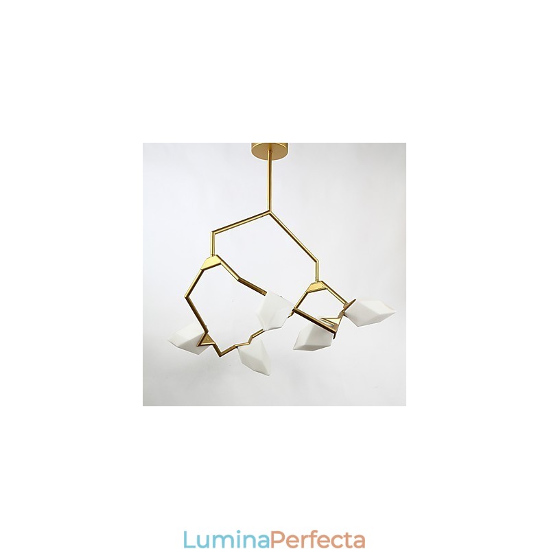 Candelabră modernă din metal cu cinci lumini cu candelabru din piersici, cantina Decorate