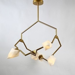 Candelabră modernă din metal cu cinci lumini cu candelabru din piersici, cantina Decorate