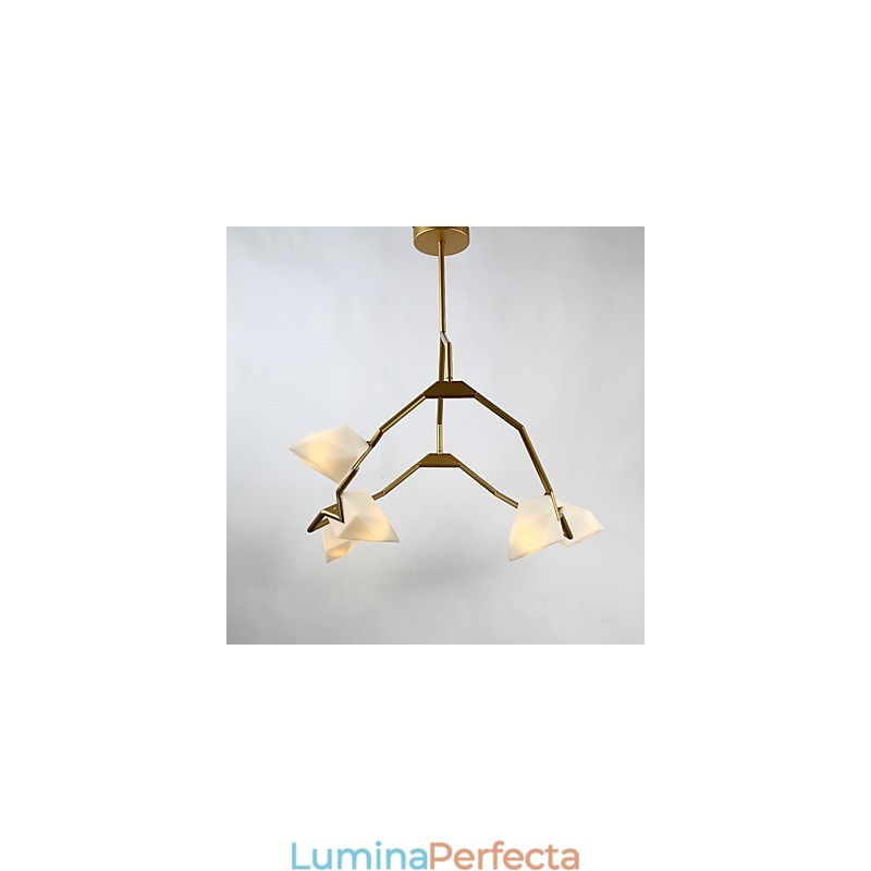 Candelabră modernă din metal cu cinci lumini cu candelabru din piersici, cantina Decorate