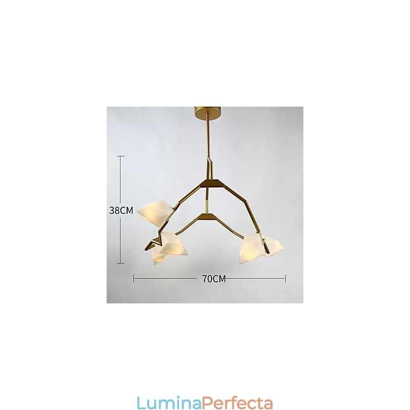 Candelabră modernă din metal cu cinci lumini cu candelabru din piersici, cantina Decorate